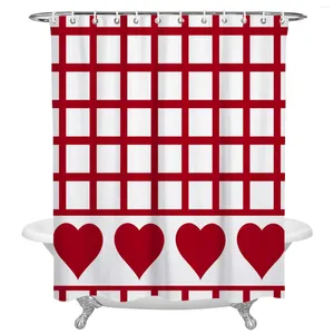 Douchegordijnen Valentijnsdag Rood Hart Plaid Waterdicht Bad Home Decor Modern Luxe Badkamergordijn