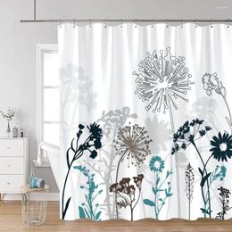 Rideaux de douche Vintage noir et blanc rideau floral botanique aquarelle art simple polyester tissu salle de bain décor