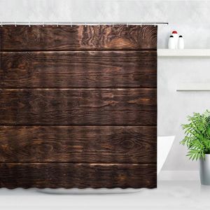 Rideaux de douche vintage vieille planche en bois rétro à grain de bois imprimé imprimé à la maison moderne écran étanche