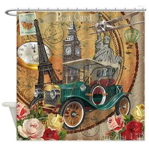 Rideaux de douche Vintage Style Voyage par Ho Me Lili rideau Paris London York salle de bain imperméable Polyester tissu de bain Decor