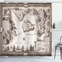 Rideaux de douche Wanderlust rideau de style vintage ancienne carte des pays et royaumes lieux géographiques art décoration de salle de bain