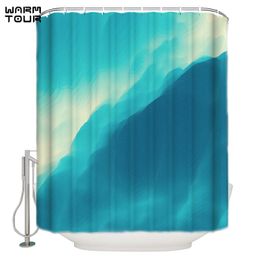 Douchegordijnen warmtetour gordijn blauw water textuur schilderen extra lange stof bad badkamer decor sets met haken