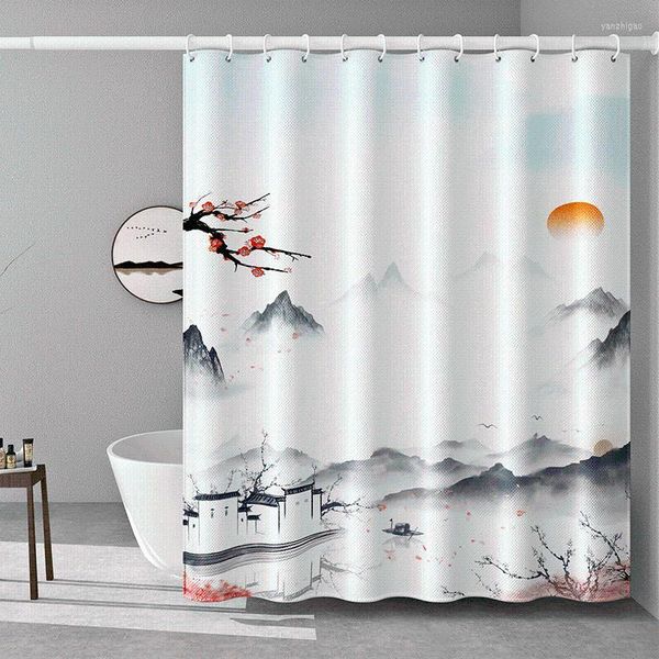 Cortinas de ducha cortina lavable separada impermeable chino Simple elegante moda Rideau ducha baño decoración DI50YL