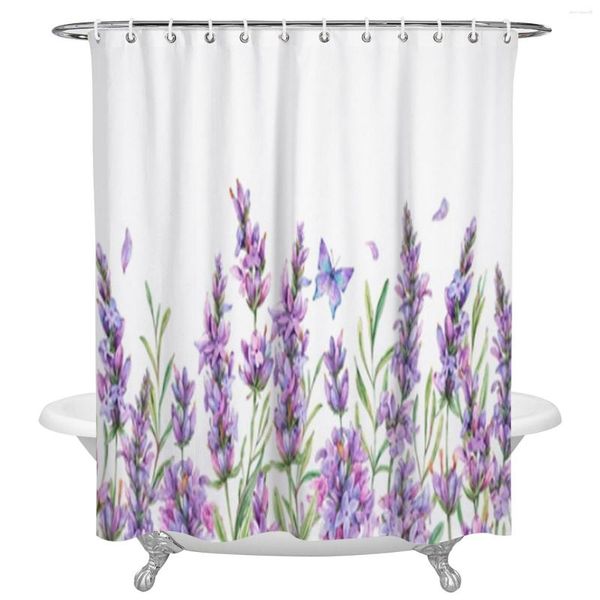 Rideaux de douche aquarelle fleurs de lavande Style Vintage rideau imperméable salle de bain Polyester tissu décoration de la maison