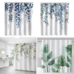 Rideaux de douche feuilles aquarelles sur la plante supérieure imprimer rideau de salle de bain 180 180 cm étanche