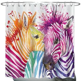 Douchengordijnen Aquarel Zebra Art Gordijn Waterdichte moderne illustratie stof badkamer afstuderen Geschenkvaders dag