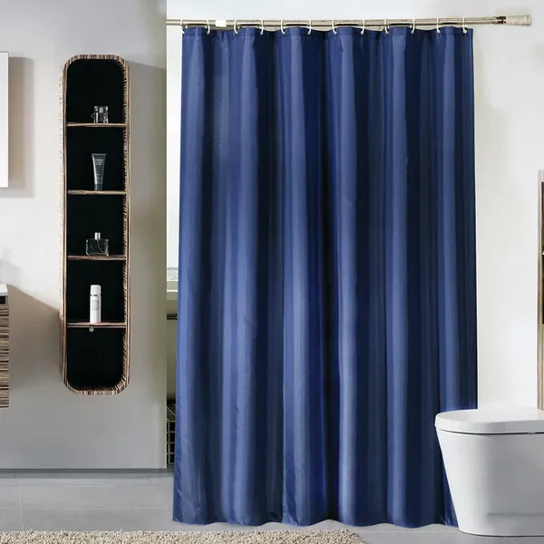 Cortinas de ducha Cortina de baño impermeable espesas a prueba de baño azul marino con decoración de ganchos