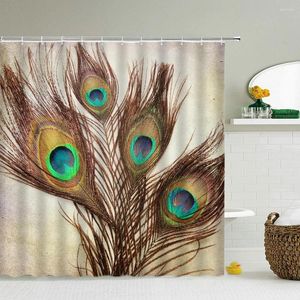 Rideaux de douche imperméables oiseaux colorés plume 3d Curtain de salle de bain décoration de polyester tissu avec crochets 180 200 salles de bain