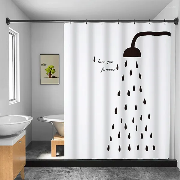 Cortinas de ducha Cortina impermeable Mario, planta natural, bañera de poliéster con ganchos para la bañera del hogar decoración del baño