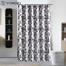 Cortinas de ducha Cortina impermeable Mosaico Impresión Baño Poliéster Tela Decorativa