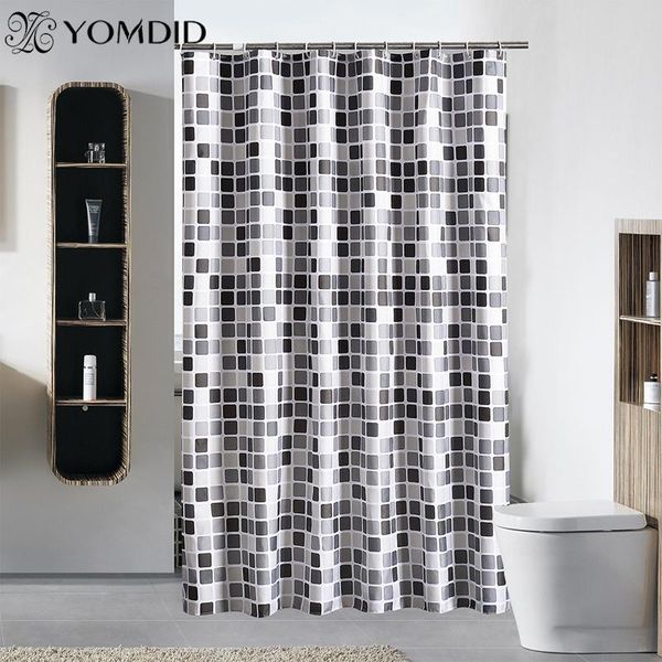Rideaux de douche Rideau imperméable Mosaïque Impression Salle de bain Polyester Tissu décoratif
