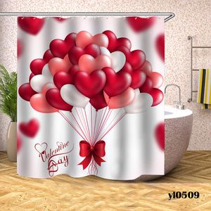 Rideaux de douche Rideaux de douche imperméables en forme de coeur d'amour imprimés rideaux de bain maison pour salle de bain baignoire grande couverture de bain Large pour la saint-valentin 230322