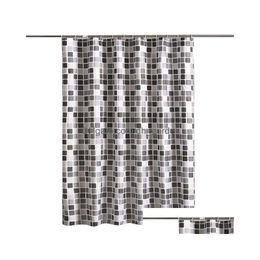 Rideaux de douche Rideau de douche imperméable avec 12 crochets Rideaux de salle de bain imprimés en mosaïque Bain en tissu polyester pour la décoration Dhgarden Dhvv5