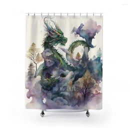 Rideaux de douche Aquarement fantaisistes Dragons Dragons Trail Un rideau d'art feuillu pour une décoration de salle de bain parfaite et des cadeaux uniques