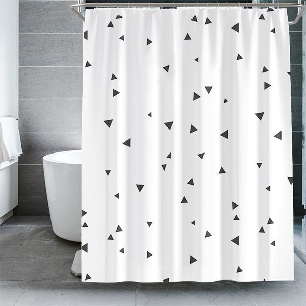 Cortinas de ducha Fondo blanco triángulo impreso cortina de ducha lavable a máquina Cortina de baño cortina de tela impermeable para baño decoración del hogar 230322