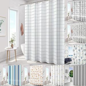 Cortinas de ducha Cortina moderna blanca con ganchos a prueba de moho translúcido a cuadros baño hogar impermeable PEVA conjunto de plástico