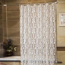 Rideaux de douche blanc semi-transparent motif de vigne de salle de bain moundproofPater Peva rideau imperméable épaissis