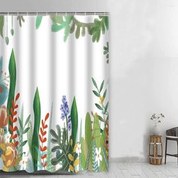 Rideaux de douche rideau floral sauvage jungle tropicale verte laisse rotin cactus bain waterproo tissu avec hameçon décor de salle de bain