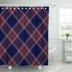 Douche gordijnen gele zwart blauw rood diagonaal check geruit grijs abstract gordijn polyester 60 x 72 inch ingesteld met haken