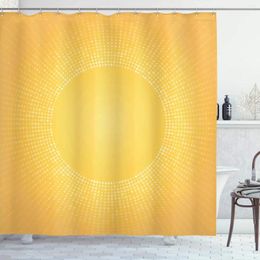 Rideaux de douche Rideau jaune Image numérique moderne du soleil avec du soleil dans des pixels circulaires cool Artwork Tissu Tissu Bain
