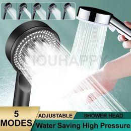 Paye de douche Économie d'eau noire 5 mode réglable Masage de douche haute pression Eco Douche de douche accessoires de douche