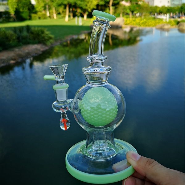 Cabezal de ducha Perc Ball Bongs de vidrio Cuello doblado Aceite Dab Rigs Cachimbas Tuberías de agua Tubos de 14 mm Conjunto Bong Tazón Cera Cachimba para fumar Hierba Tabaco