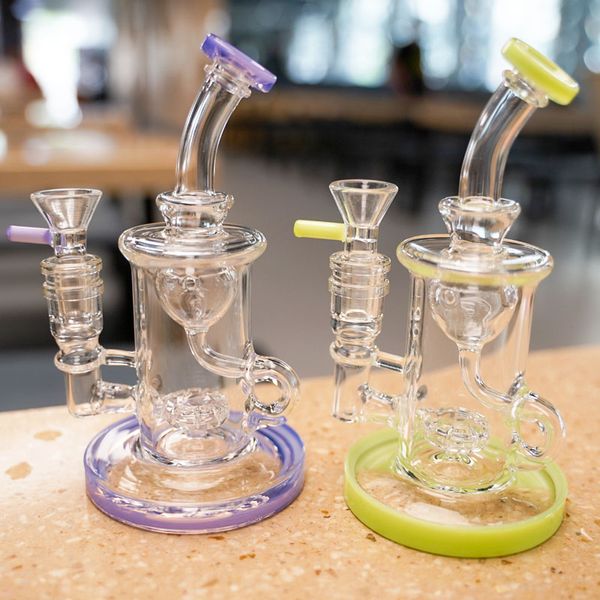 Pomme de douche Perc Heady conduites d'eau narguilés recycleur Klein Torus tuyau 6 pouces 14mm femelle plates-formes Joint 4mm d'épaisseur huile Dab plate-forme verre Bongs