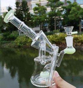 Pomme de douche Perc Sidecar Unique Recycler Narguilés 7 pouces 14 Femelle Joint 4mm D'épaisseur Mini Rigs Coloré Verre Bong Tuyau D'eau Huile Dab 4640896