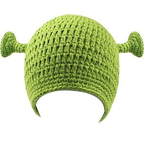Shrek Hat hiver tricoté chapeaux bonnet vert avec oreilles Halloween Cosplay Skullies casquette pour femmes et hommes