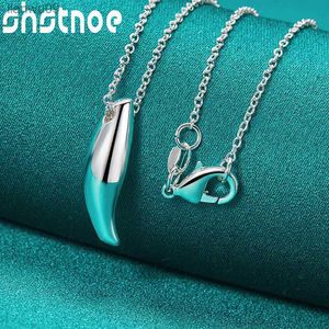 SHSTONE 45 cm 925 Chaîne En Argent Sterling Loup Dent Pendentif Collier Pour Femmes Homme Fête D'anniversaire De Mode Bijoux Accessoires Cadeau L230704