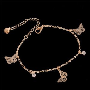 Shuangr Nieuwe Collectie Butterfly Charm Anklet Armband voor Vrouwen GoldColor Armband op een Leg Fashion Foot Chian Enkle Love Jewelry