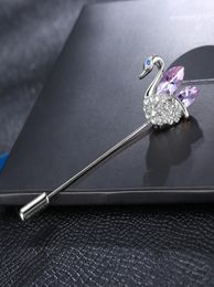 Shuangr Bijoux vintage Broches de cygne cristallin pour femmes Broche animale antique violette pour bijoux Hijab Pins6509061