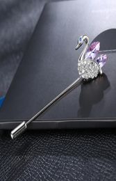 Shuangr Bijoux vintage Broches de cygne cristallin pour femmes Broche animale antique violette pour bijoux Hijab Pins7560892