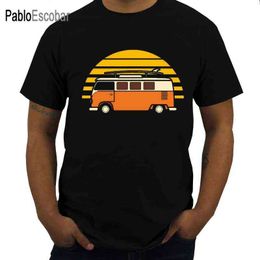 shubuzhi Sommer-Stil, modisch, Sonnenuntergang, Van, Herren-T-Shirt – Strandcamps, deutsches Auto, Kombi, Bus, Surfen, T-Shirt G1217