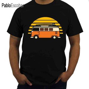 Shubuzhi Summer Style Fashion Sunset Van Heren T-shirt - Strandkampen Duitse Auto Combi Bus Surfs Tee Shirt G1217