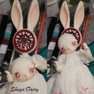 Shugafairy BJD -poppen 1/5 maan witte Halloween konijnpop met chomper gezichtplaat staart hart allemaal in hoogwaardige poppenbal 240520