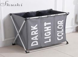 Shushi selling Water Proof Drie Raster Wasserij Organizer Tas Vuile Wasmand Opvouwbare Thuis Wasmand Opbergtas T14838751