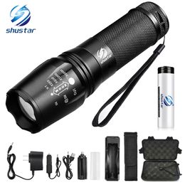 Lampe de poche LED lampe de poche tactique 8000 Lumens XM-L2/T6 Zoomable 5 Modes lanterne en aluminium torche LED lampes de poche pour le Camping