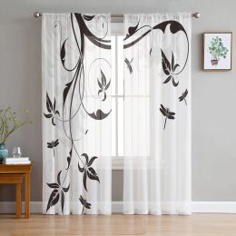 Volets Rideaux En Tulle Branches De Libellule Motif Garçons Et Filles Chambre Rideau Transparent Suspendu Salon Cuisine Gaze Rideau