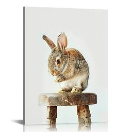 Timide lapin lapin animal imprimé portrait encadré art mural