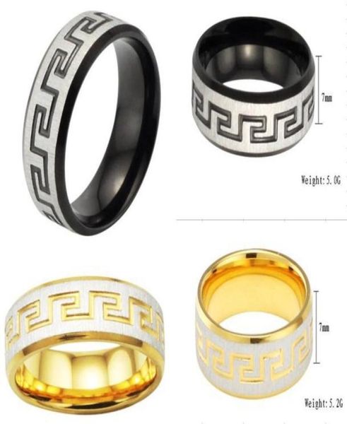 Bague en titane timide bague à motif en or noir grande muraille de chine bijoux de mariage bagues de Couple bijoux populaires K54421477838