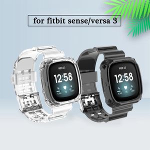 Siames Clear Band Case voor Fitbit Versa 3 Transparante Armband voor Fitbit Sense Versa 3 Strap Vervanging Plastic Loop Horlogeband Accessoires