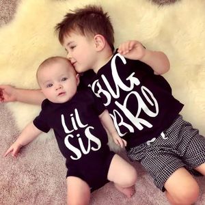 Broer of zus set grote broer kleine zusje broer of zus kleding kinderen cadeau grote bro lil sis broer zus tshirt baby cadeau kleren 240507