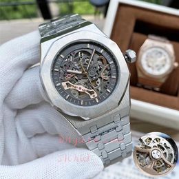 Heren automatisch mechanisch horloge 42 mm roestvrij staal designer hol klassiek mode saffierglas lichtgevend waterdicht montre de lux