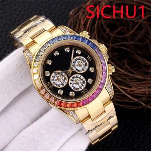 U1SC Montre automatique de diamant de haute qualité pour hommes 40MM Bande en acier inoxydable 904L Classique Trois yeux Six mains Conception Verre saphir Fonction étanche Watches_aaa911