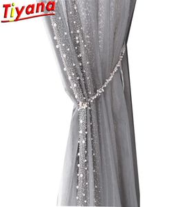 Perle latérale rideau en tulle brodé pour le salon léger perles de luxe gris volie pour balcon zh452vt 2107123169833