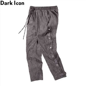 Pantalon en daim à boutons latéraux pour hommes Pantalon de jogging Couleur unie Pantalon pour hommes 210603