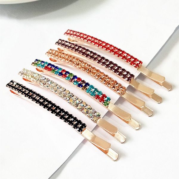 Clip lateral Horquilla Doble fila Rhinestone Accesorios para el cabello Moda Flequillo Corea Mujer Chica Colorido Venta caliente 1sn M2