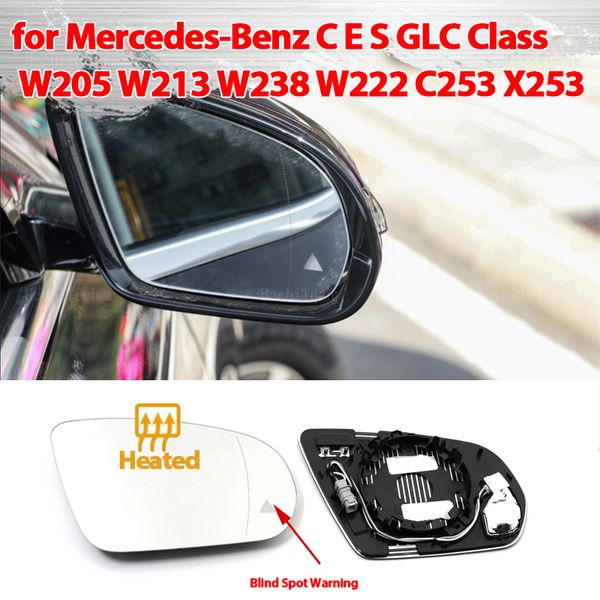 Lado del ángulo eléctrico calentado con vidrio espejo de ala para Mercedes-Benz Mercedes C E S GLC Clase W205 W222 W213 X253 2013-2021 Ciegado