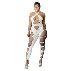 Zij uitgehold Sexy Rompertjes voor Dames Jumpsuits Skinny Party Night Club K-Pop Style Bodycon Playsuits Overalls 210525